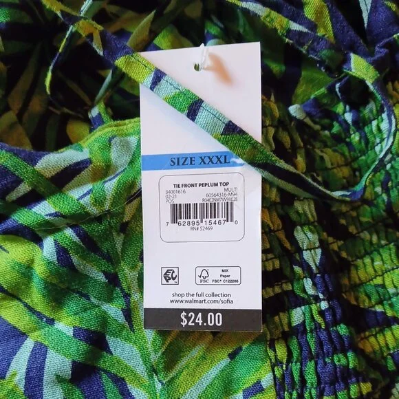 NWT SOFIA Vergara Tropical Peplum Top Women's 3XL - Picture 4 of 7